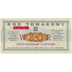 Pewex Bon Towarowy 50 centów 1969 WZÓR -Ec- NIEZNANY 