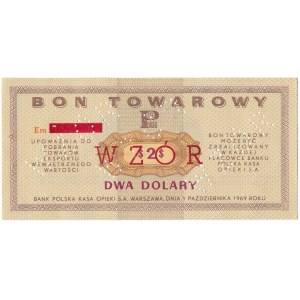 Pewex Bon Towarowy 2 dolary 1969 WZÓR -Em- NIEZNANY 