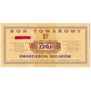 Pewex Bon Towarowy 20 dolarów 1969 WZÓR -Eh- NIEZNANY 