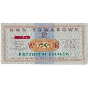 Pewex Bon Towarowy 50 dolarów 1969 WZÓR -Ei- NIEZNANY 