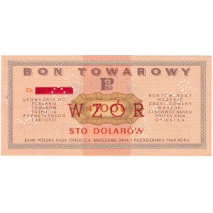 Pewex Bon Towarowy 100 dolarów 1969 WZÓR -Ek- NIEZNANY 