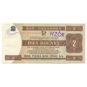 Pewex Bon Towarowy 2 dolary 1979 WZÓR HM 0000000 