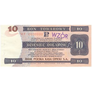 Pewex Bon Towarowy 10 dolarów 1979 WZÓR HF 0000000 