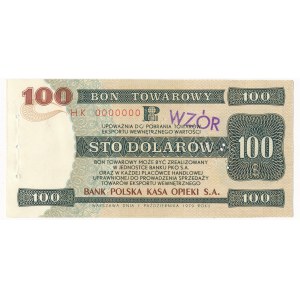 Pewex Bon Towarowy 100 dolarów 1979 WZÓR HK 0000000 