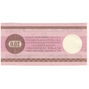 Pewex Bon Towarowy 2 centy 1979 WZÓR HO 0000000 