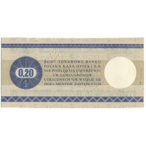 Pewex Bon Towarowy 20 centów 1979 WZÓR HN 0000000 