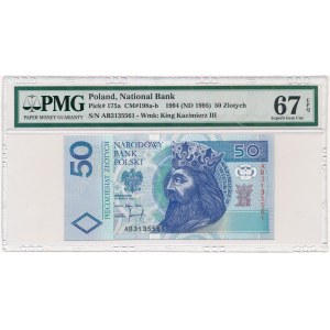 50 złotych 1994 -AB- PMG 67 EPQ - RZADKOŚĆ