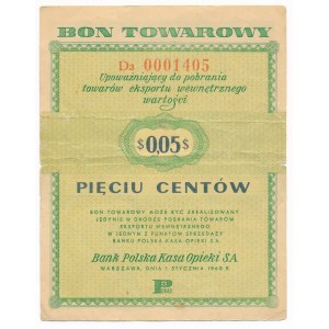 Pewex 5 centów 1960 -Da- z klauzulą