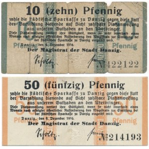 Gdańsk 10 i 50 pfennig 1916 - zestaw