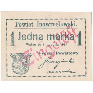 Inowrocław - 1 marka 1919 - stempel EINGELÖST