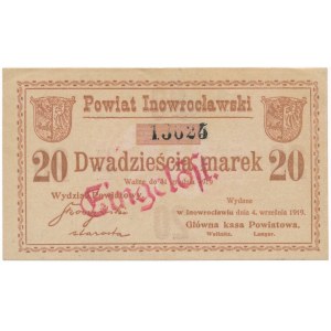 Inowrocław - 20 marek 1919 - stempel EINGELÖST