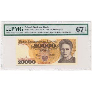 20.000 złotych 1989 -A- PMG 67 EPQ - rzadka pierwsza seria