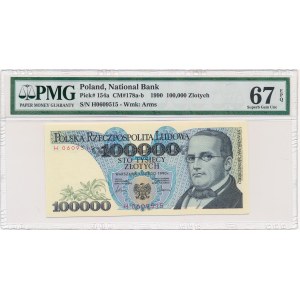 100.000 złotych 1990 -H- PMG 67 EPQ