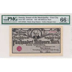 Danzig 500 million 1923 - PMG 66 EPQ - yellow print