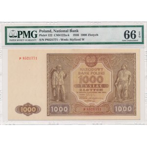 1000 złotych 1946 -P- PMG 66 EPQ - piękny