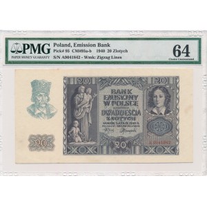 20 złotych 1940 -A- PMG 64
