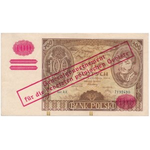 100 złotych 1934(9) z nadrukiem -AX- znw. kreski na dole - RZADKOŚĆ