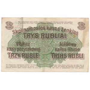 Poznań 3 ruble 1916 -D- długa klauzula - rzadki