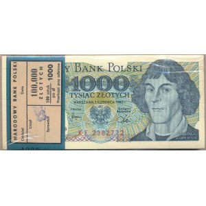 Paczka bankowa 1.000 złotych 1982 -KF- 100 sztuk