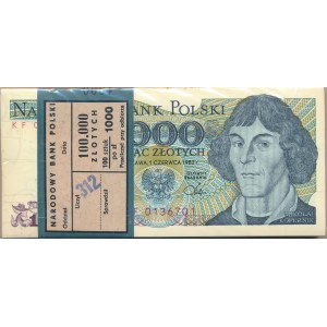 Paczka bankowa 1.000 złotych 1982 -KF- 100 sztuk