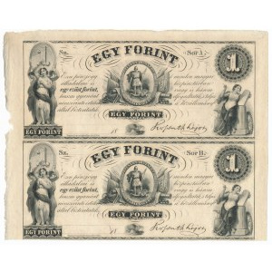 Węgry - Ministerstwo Finansów na emigracji Filadelfia - 1 forint 1852 - 2 nierozcięte sztuki