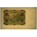 500 złotych 1940 -B- nieukończony druk z kreską pasera drukarskiego