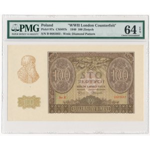 100 złotych 1940 -B- ZWZ - PMG 64 EPQ