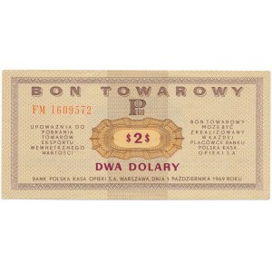 Pewex Bon Towarowy 2 dolary 1969 -FM- 