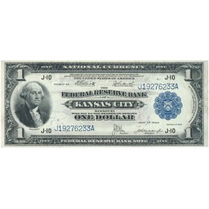 USA - $1 Dollar 1918 FRBN Kansas City, Missouri Federal Reserve note - Rare and beautifull
