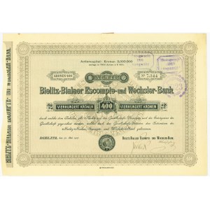 Bielitz-Bialaer Escompte und Wechsler-Bank, 400 kroner 1907
