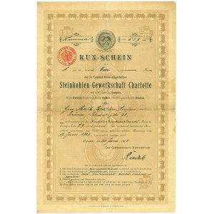 Steinkohlen-Gewerkschaft Charlotte (Czernica) - Kux-Schein - 1 Kux 20.06.1901 