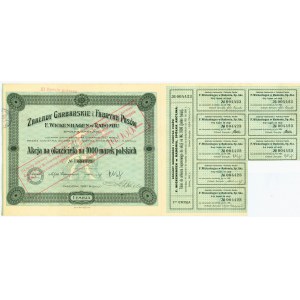 Zakłady Grabarskie i Fabryka Pasów F. WICKENHAGEN, Em.1, 1.000 marek 1921