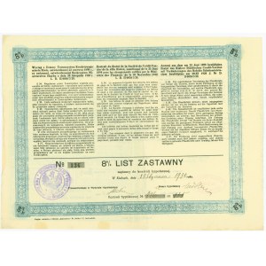 8% List Zastawny - Towarzystwo Kredytowe Miasta Kielc - 1.000 złotych 1929