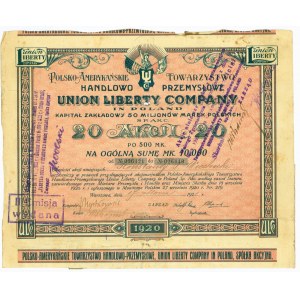 Polsko-Amerykańskie Towarzystwo Handlowo Przemysłowe UNION LIBERTY COMPANY in Poland, 20x 500 marek 1920