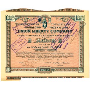 Polsko-Amerykańskie Towarzystwo Handlowo Przemysłowe UNION LIBERTY COMPANY in Poland, 2x 500 marek 1920