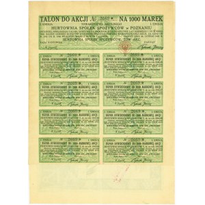 Hurtownia Spółek Spożywców Towarzystwo Akcyjne w Poznaniu, Em.1, 1.000 marek 1921
