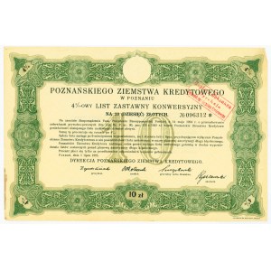 List Zastawny Poznańskiego Ziemstwa Kredytowego na 10 złotych