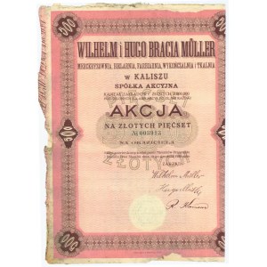 WILHELM i HUGO BRACIA MÜLLER Marceryzownia, Bielarnia..., Em.1 500 zł 1929 - Rzadka