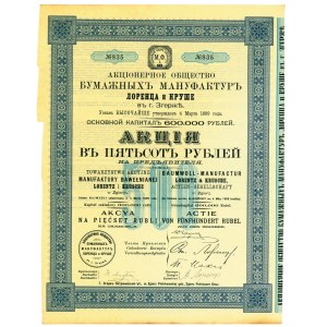 Towarzystwo Akcyjne Manufaktury Bawełnianej LORENTZ i KRUSCHE, 500 rubli 1899