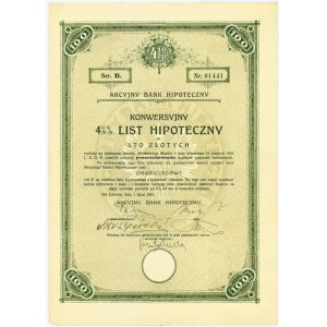 Akcyjny Bank Hipoteczny we Lwowie - 4,5% List Hipoteczny, 100 złotych 1926