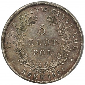 Powstanie Listopadowe, 5 złotych 1831 KG - PCGS AU58