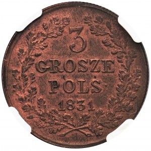 Powstanie Listopadowe, 3 grosze 1831 KG - NGC MS61