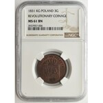 Powstanie Listopadowe, 3 grosze 1831 KG - NGC MS61