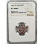 5 groszy 1931 - NGC MS65 RB