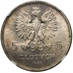 Sztandar 5 złotych 1930 - NGC MS62 - PIĘKNY