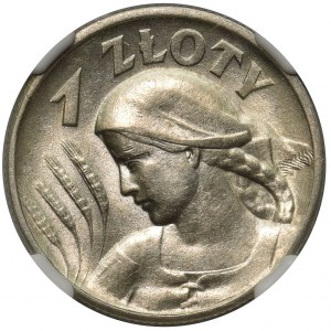 Kobieta i kłosy 1 złoty 1925 - NGC AU 58