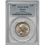 Kobieta i kłosy 2 złote 1925 (z kropką) Londyn - PCGS AU58