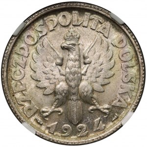 Kobieta i kłosy 2 złote 1924 Paryż - NGC MS62