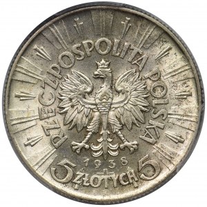 Piłsudski 5 złotych 1938 - PCGS MS62