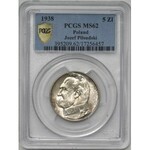 Piłsudski 5 złotych 1938 - PCGS MS62